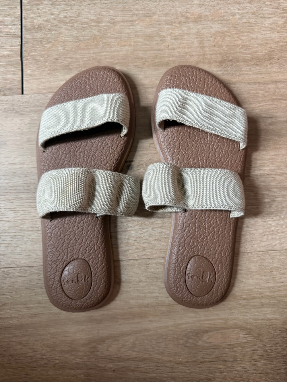 Brown & Cream Slide Sandals